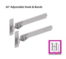 24" Adjustable Hook and Band GALVANISED Gate Hinges Heavy Duty 1 or 2 PAIRS