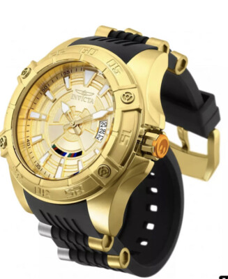 New Mens Invicta 26521 Star Wars C-3PO AUTOMATIC Black Rubber