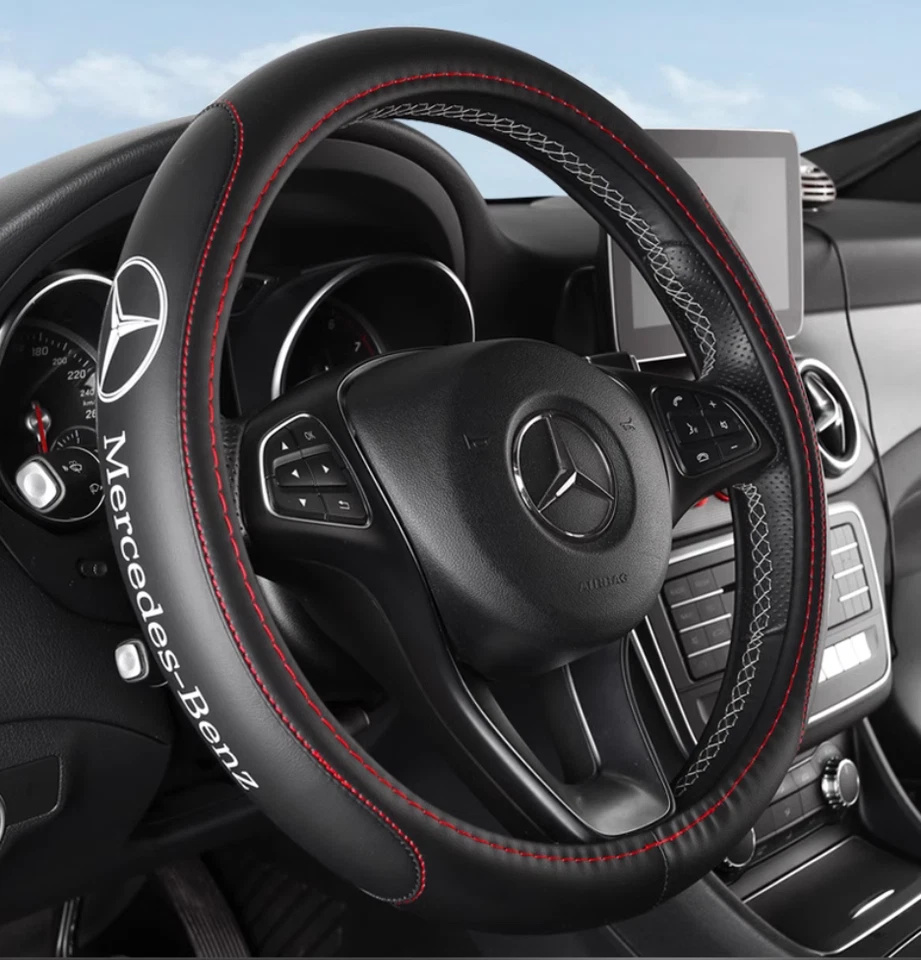 15"PU Leather+Carbon fiber Steering Wheel Cover For Mercedes Benz R-S-Class - Image 4 of 4