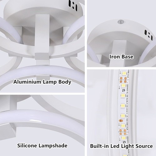 Moderna Lampadario da Soffitto 48W Plafoniera a LED Bianco Freddo Soggiorno - Foto 10 di 12