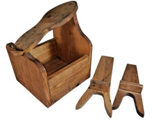 Vintage Handmade Wooden Shoe Shine Box Wood Primitive Retro Rustic