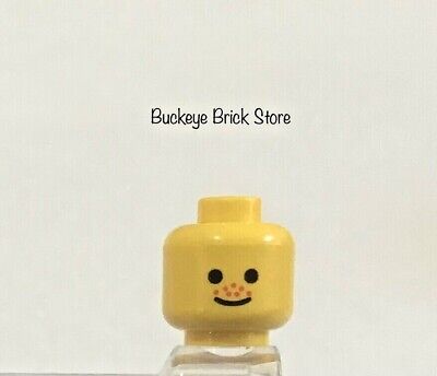 Lego mini figure 1 Yellow head with a face black hair and freckles #102