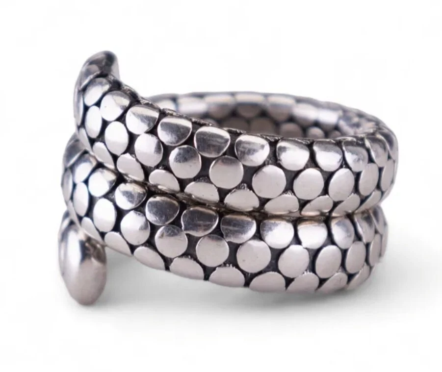 JOHN HARDY 925 PRATA ESTERLINA BYPASS BANDA FLEXÍVEL ANEL DE PONTO BOBINA DUPLA TAMANHO EUA-7,25 - Imagem 2 de 4