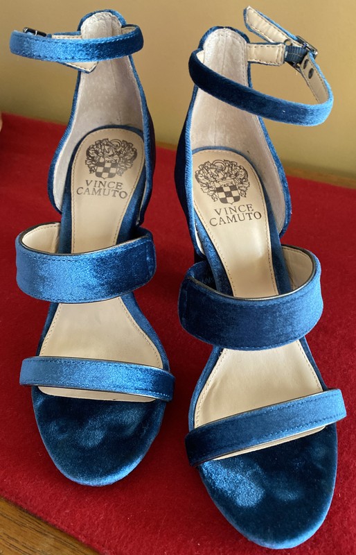 vince camuto sandals 61/2 m robeka velvet deep teal Preowned Strap