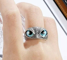 Womens Fashion Jewelry Adjustable Ring Owl Face & Eyes 16-10