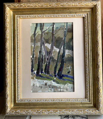 ::LANDSCHAFT MIT BÄUMEN UM 1950 BIRJEN RAHMEN WALD