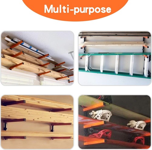 Wall Mount Wood Organizer and Lumber Storage Metal Rack with 3-Level - Indoor & - Picture 5 of 14