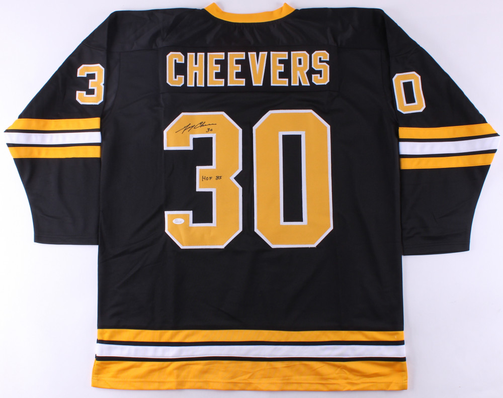 GERRY CHEEVERS AUTOGRAPHED CUSTOM JERSEY (BOSTON BRUINS) - JSA COA! 