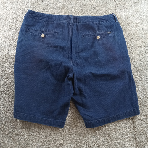 Abercrombie & Fitch Shorts Mens 34 Blue Textured Woven Button Fly Cotton Chinos - Picture 8 of 10
