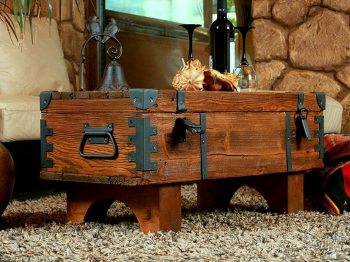 Mesa de centro cofre caja mesa auxiliar muebles de madera maciza sofá estilo antiguo - Imagen 4 de 10