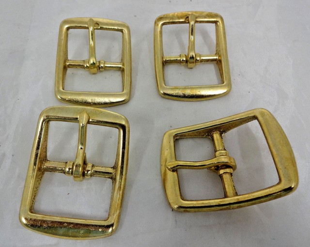 Lot 4 Solid Brass Square Buckles 1 1/4" Horse Tack Halter Hardware