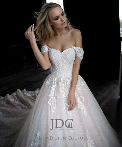 Brautkleid Hochzeitskleid Perlen Kristallen Maßafnertigung lange Schleppe Rosa - Bild 10 von 15