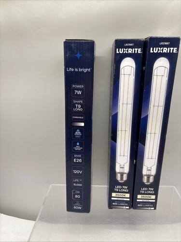 3 X Luxrite Vintage T9 Long LED Tube Light Bulb 7W 2700K 800 Lumens Dimmable B20 - Picture 8 of 9