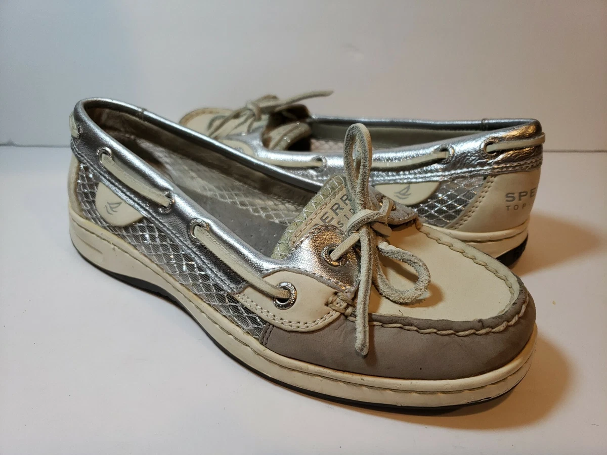 Sperry Top Sider STS93260 Women s Silver Boat Shoes Size 5.5M eBay
