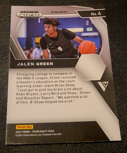 Jalen Green - 2021 Panini Prizm Draft Picks Rookie Silver Prizm #4 - Picture 2 of 2