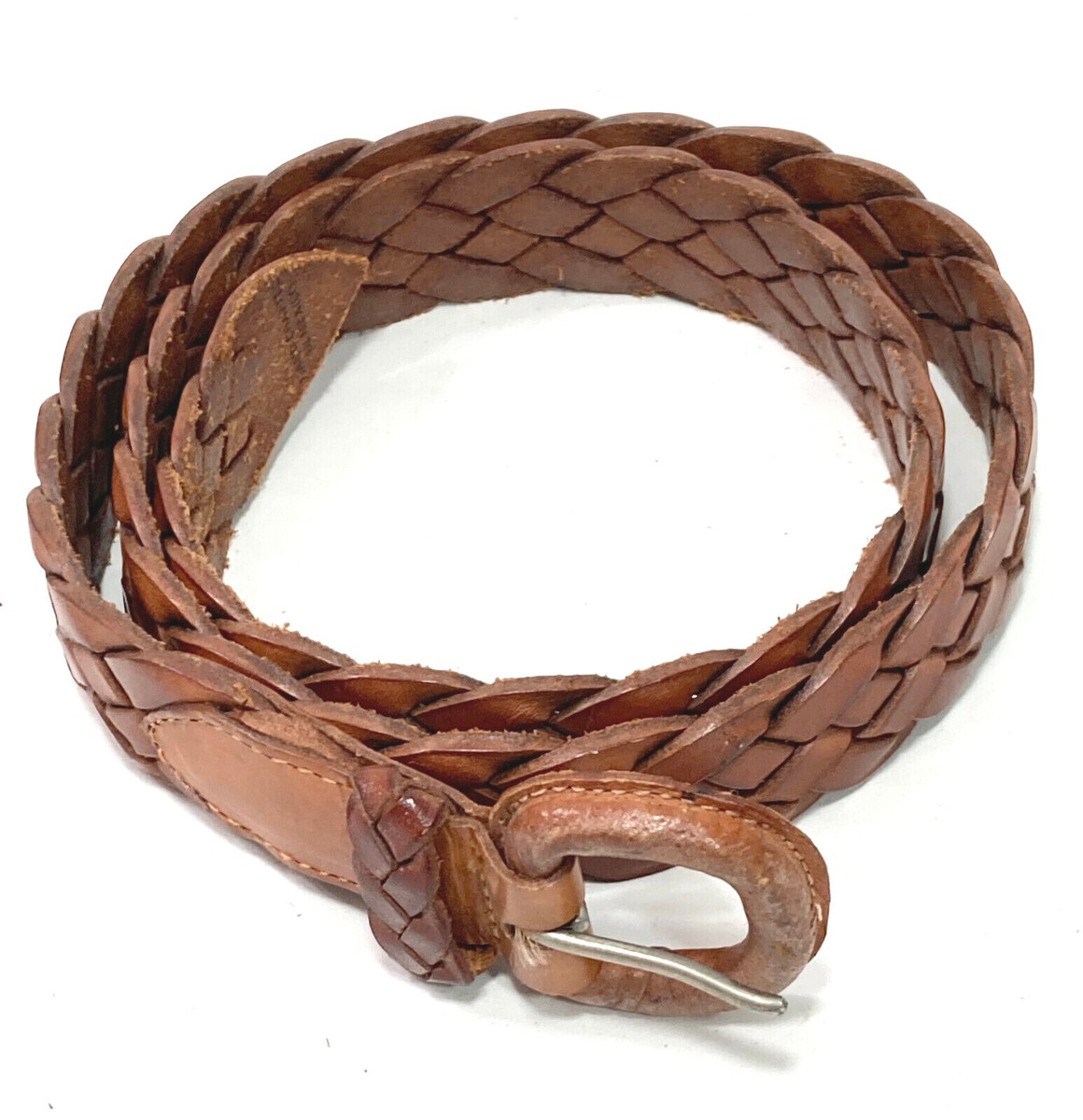 Vintage Early 2000s Brown Braided Leather Belt Abercrombie & Fitch Brown Leather Braided Belt RN75654  main image 2