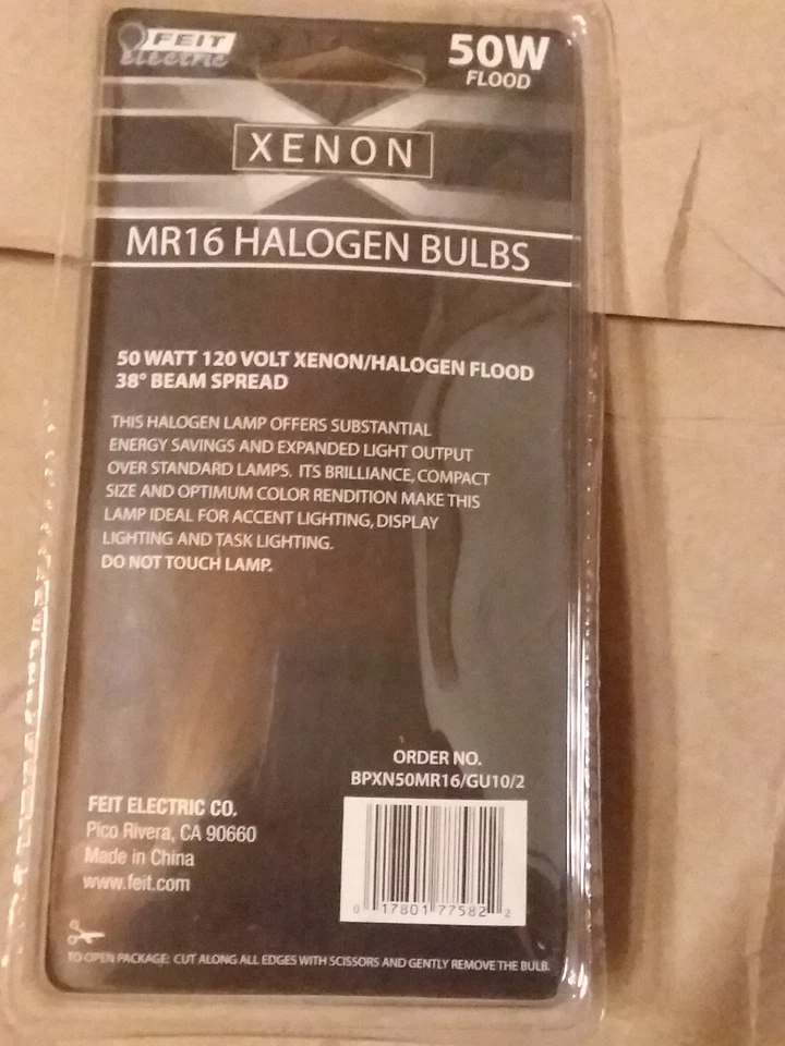 Feit Electric MR16/GU10 Twist lock Xenon 50 Watt Flood 120V Bi-Pin Lamp- 2 Pack - Image 2 of 2