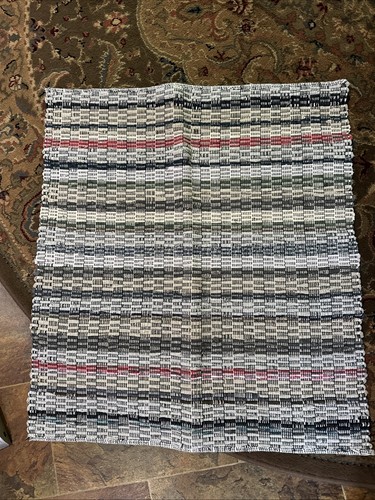 NEW Hand Loomed Rag Rug Square 32x29" Farmhouse Cottage COTTON handcrafted