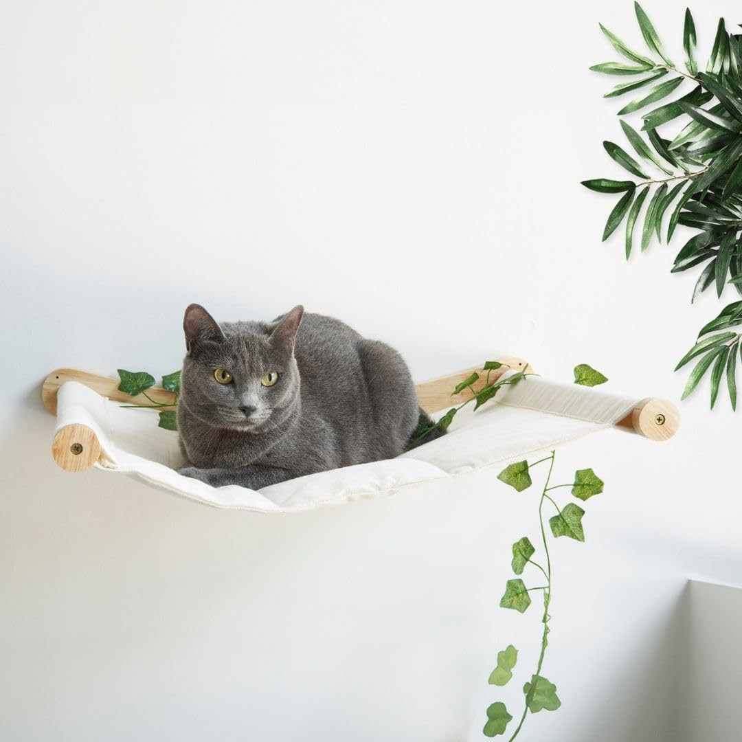 Mensola Gatto Trekam con Amaca - Cuccia da Muro Robusta in Legno