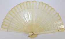 Vintage Celluloid Hand Fan Pierced Lace Design 1950s-60s Dancing Lady Motif 7  