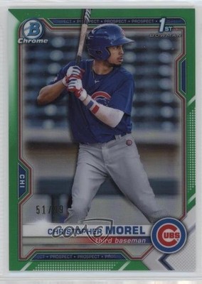 2021 Bowman Chrome Prospects Green Refractor 51/99 Christopher Morel 0m4x