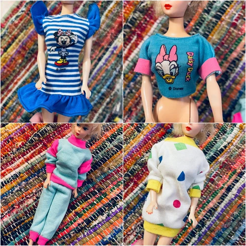 Vtg Barbie Clothing Lot- Disney Minnie Mouse Daisy Duck 90s Sweats Neon Bright