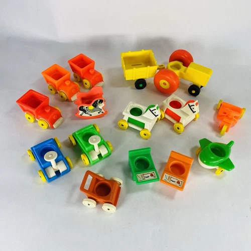 Vintage Fisher Price Little People School Accessories Wagon Rocking Horse Desk