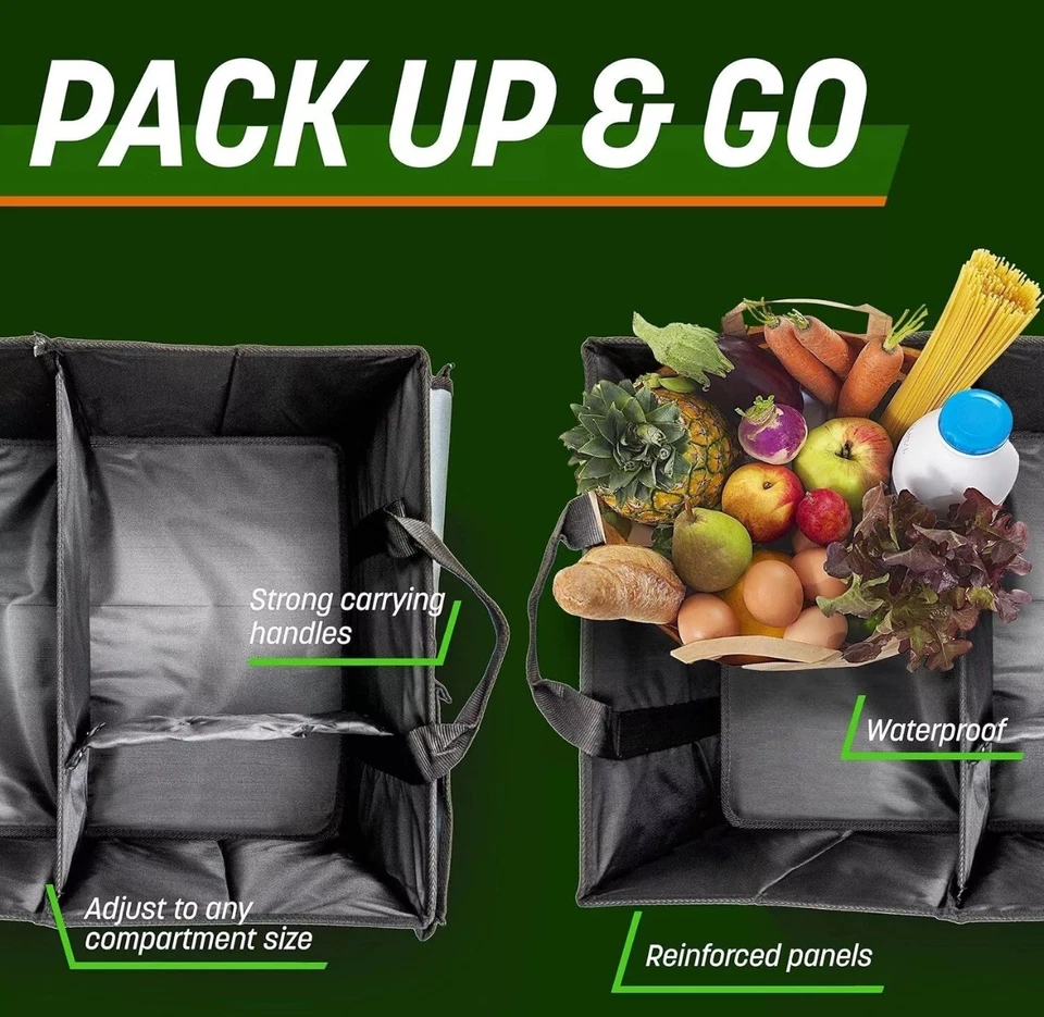 CAR BOOT ORGANISER Heavy duty Foldable Large tidy storage bag box Travel Vehicle - Image 2 of 4