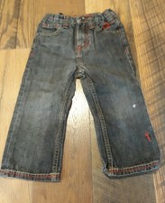 Vintage Coogi Kids Toddler Size 2T Denim Jeans Gray Black Logo Red Trim