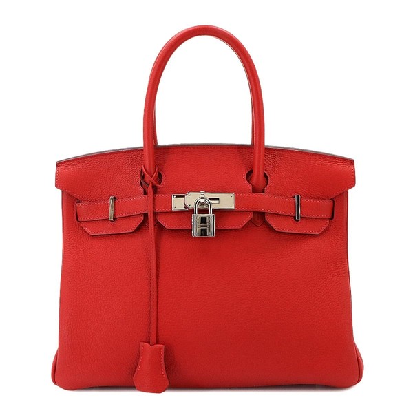 HERMES Birkin 30 Togo Rouge Tomate Hand Bag Purse 90343638