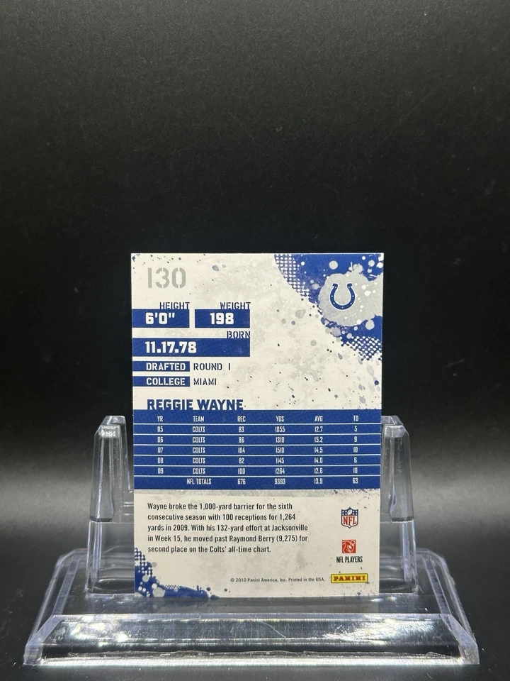 Reggie Wayne 2010 Panini Score #130 Indianapolis Colts - Image 2 of 2