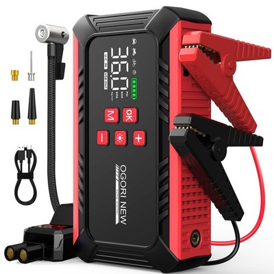 OGORI NEW Starthilfe Powerbank 6000A mit 150PSI Kompressor 12V Booster Auto