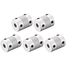 6mm to 10mm Aluminum Alloy Shaft Coupling Flexible Coupler L25xD19 Silver,5pcs