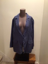 Halston Women 100 Linen Blazer Navy Blue Medium NWT