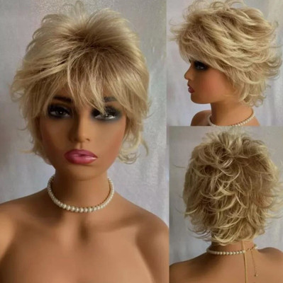 New Short Fluffy Layered Wavy Synthetic Capless Wigs 10 Inches