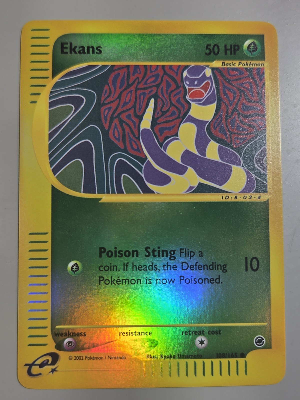Pokemon Base Set Expedition #108/165 Reverse Holo EKANS ""hasn't been played""