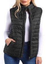 Womens Gilet Bodywarmer Jacket Quilted Waistcoat Plus Size 18 20 22 24 26 Black