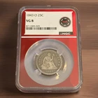 1843-O Silver Seated Liberty New Orleans Quarter VG 8 Details