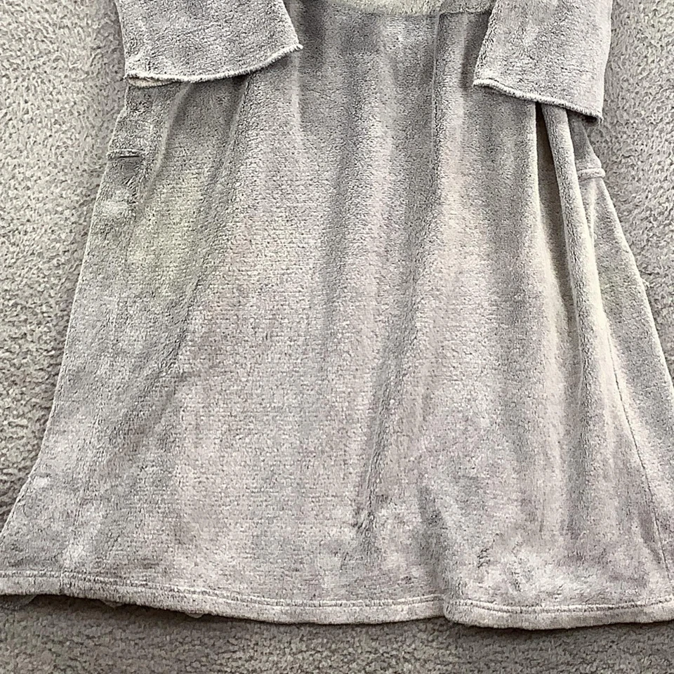 Bata Oscar De La Renta para mujer gris medio felpa polar con cinturón salón baño Foto 3 de 4