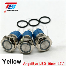3pcs 16mm 12V Stainless Steel Round Momentary Push Button Switch AngelEye Led