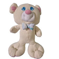 Cozies Bear 1994 Fisher Price cream colored with bow tie and pink detail READ
