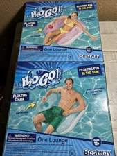 2 Of H20 go lounge chair Floating Chair Bestway Adjustable Head Rest Pink Aqua