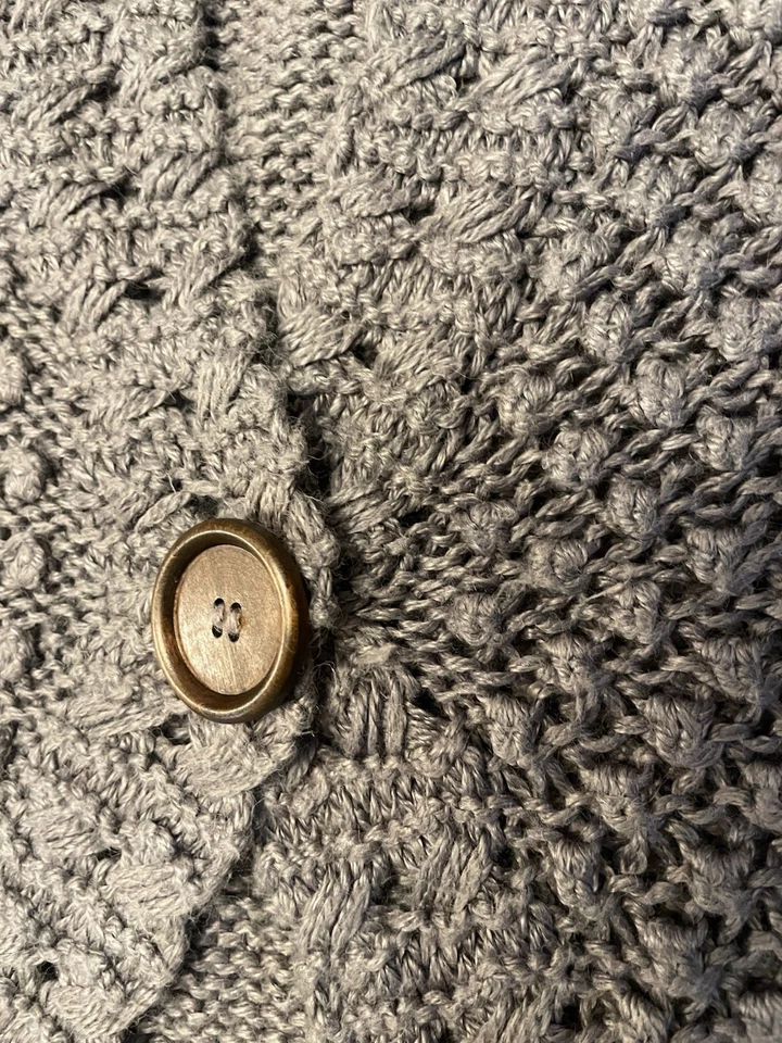 Women’s M (Fits Like A S) Love By Design Gray Single Button LS Crochet Cardigan - Image 3 of 4