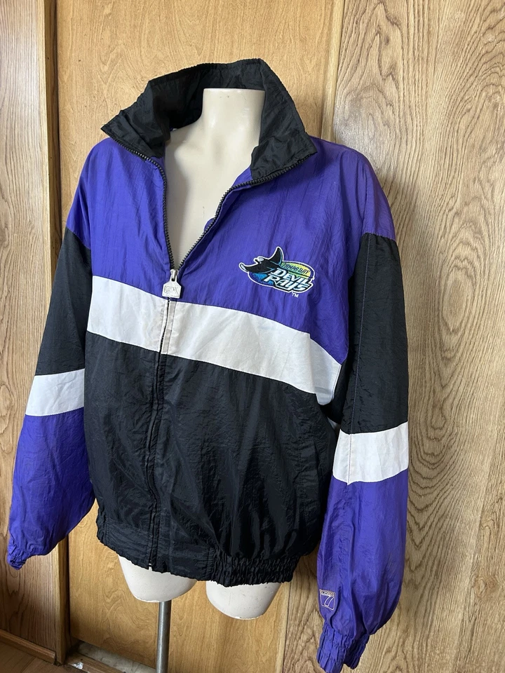 J Logo 7 Tampa Bay Devil Rays Windbreaker Full Zip Jacket Vintage Sz M Bn 220 - Image 4 of 4