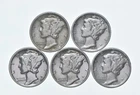 High Grade Lot 1937 1936 1935 1935 1939 Mercury Dime Collection *345