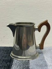 VTG Stieff Pewter 3” X3.75” Creamer / Pitcher  W Wooden Handles Stamped See Desc