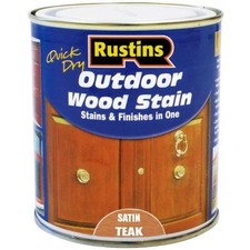 Image of Rustins Quick Dry Outdoor Wood Stain Teak Satin 1 Litre Stains & Finishes in One