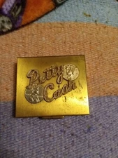 Vintage "Petty Cash" Metal Goldtone & Faux pearls coin Compact 