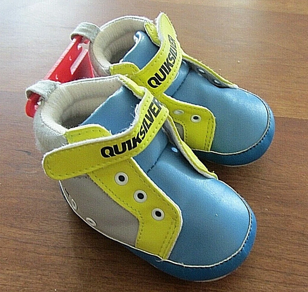 Quiksilver blue gray crib shoes no lace w one strap 9 12 mos NWOT