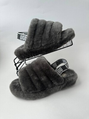 Grey Ugg Sliders Slippers Grey Uggs Slippers UGG SLIPPERS FLUFF